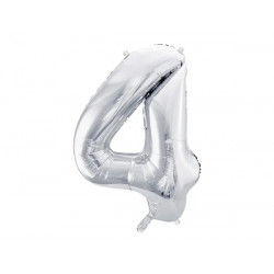 Narodeninový balónik fóliový 4 strieborný 86 cm